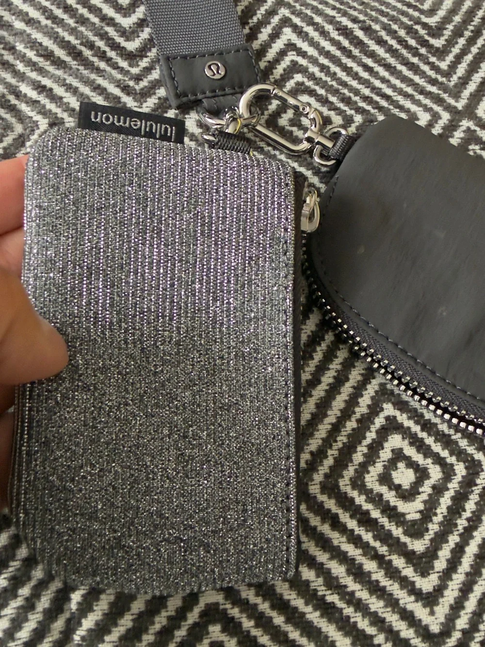 lululemon athletica Black Dual Wristlet with Silver Sparkle Card holder - Picture 3 of 3